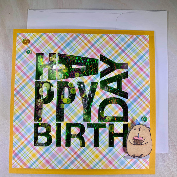 Foiled Birthday Card - shaker card