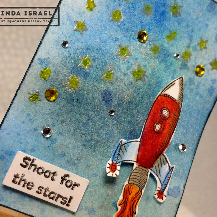 Rocketship Artist Trading Card for the June #ATCAD2017 Challenge Day 24