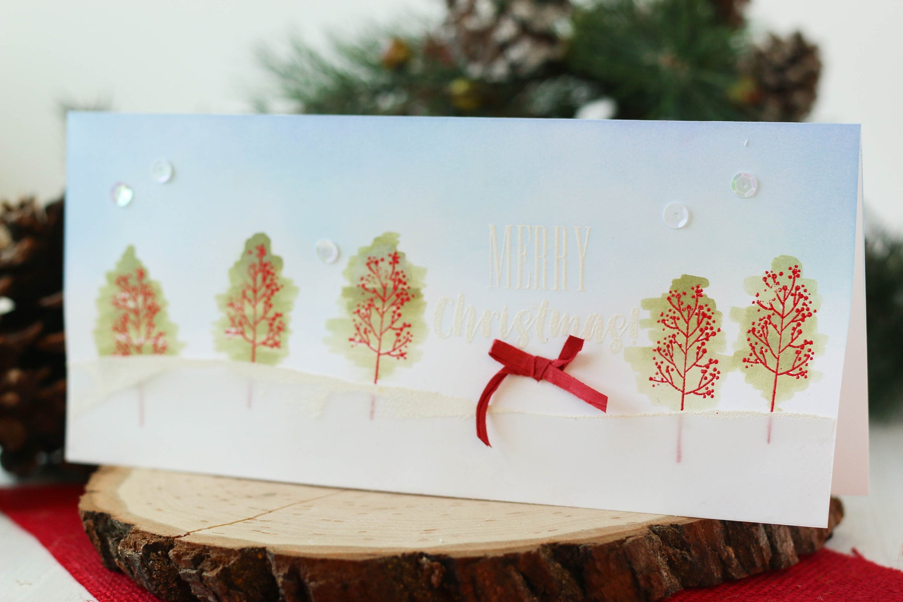 Simple Watercolor Trees with the Sketched Holiday Stamp Set