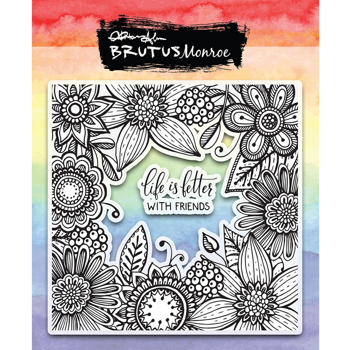 Flower Doodle - 6x6 Background Stamp