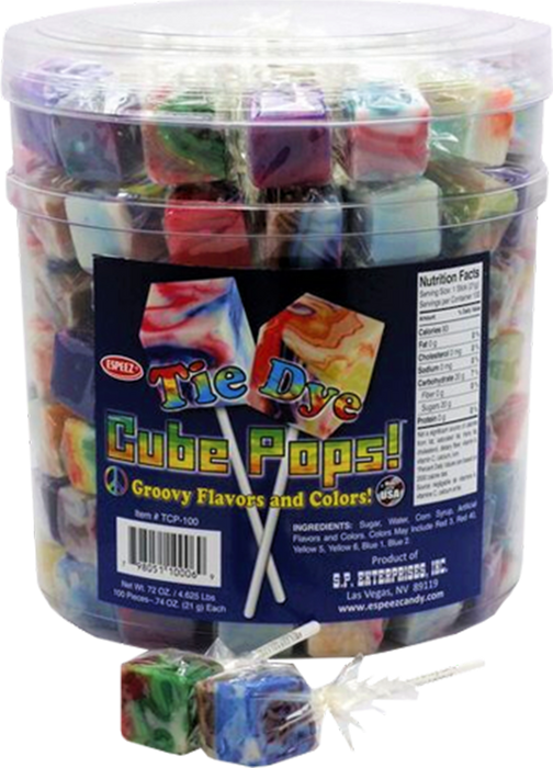 Tie Dye Cube Lollipop- 2pcs