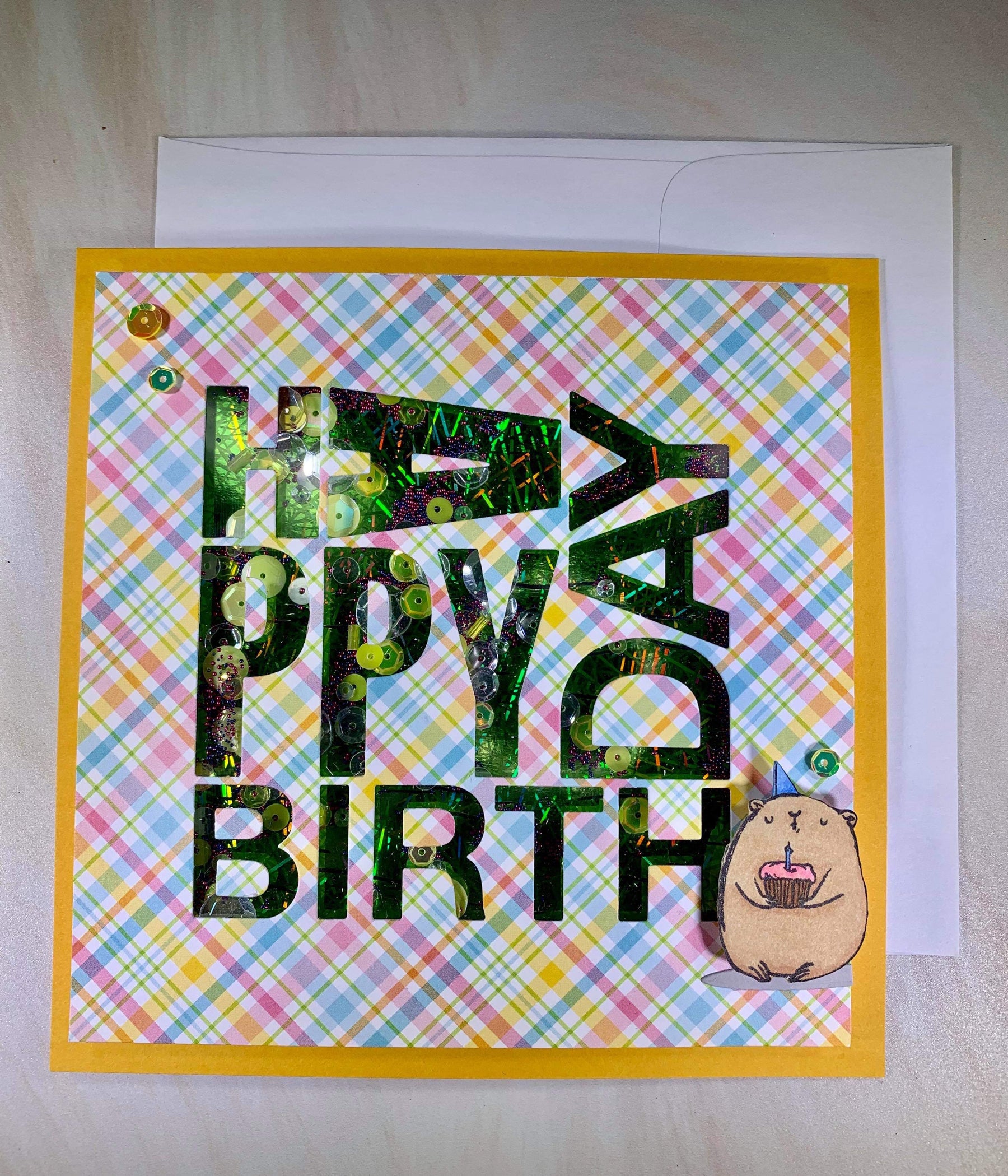 Foiled Birthday Card - shaker card