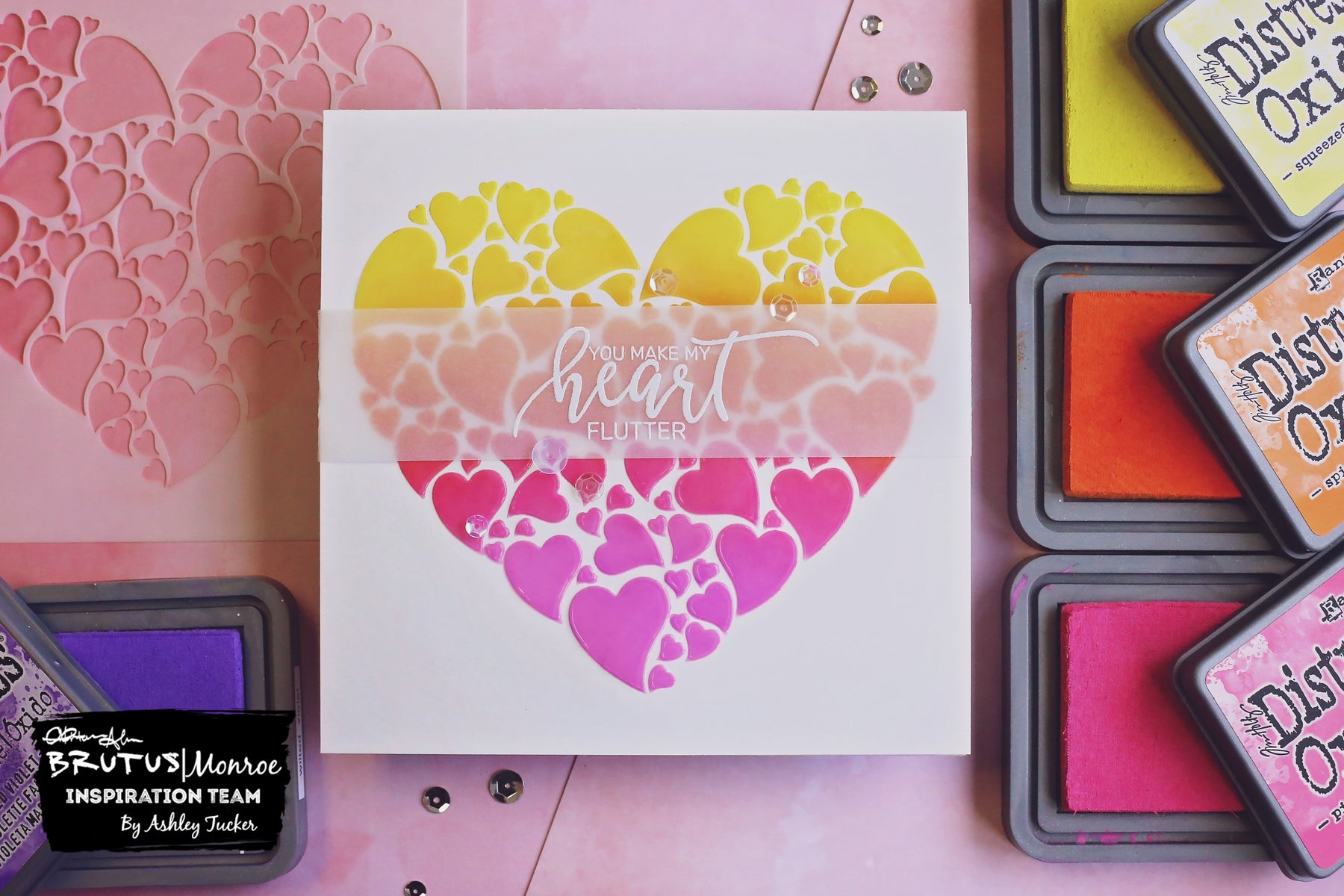 Stenciled Heart Valentine | Cards with Ashley