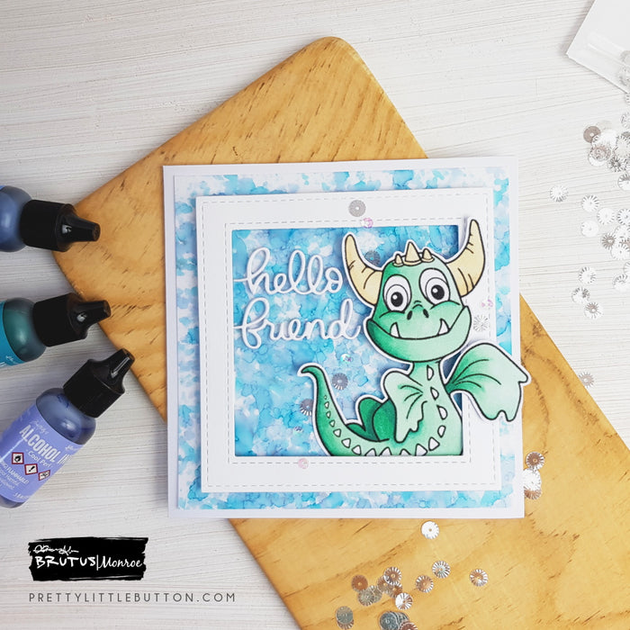 Hello Friend - Alcohol ink dragon and background