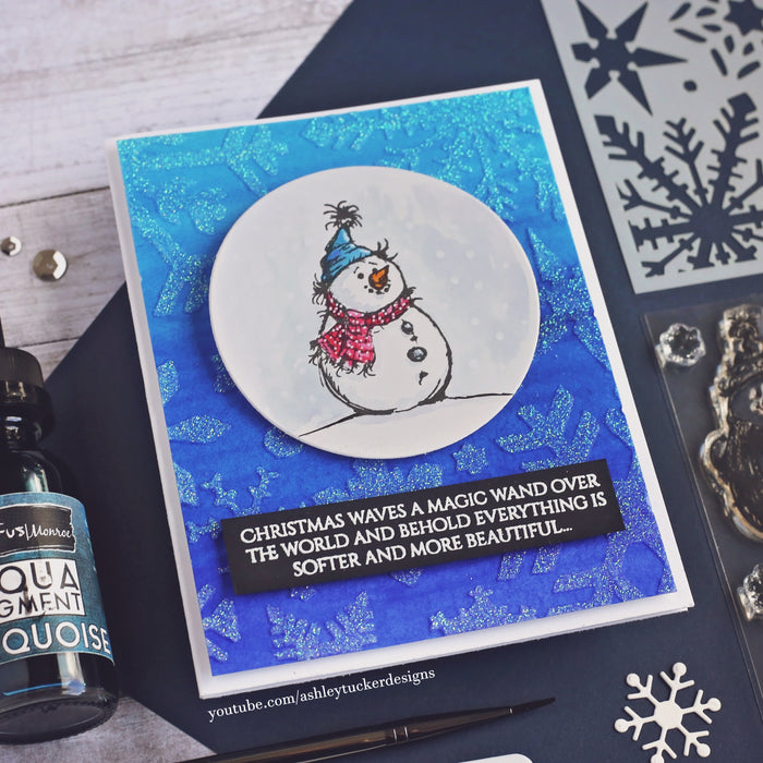 Snowy Christmas Card with Aqua Pigments- Guest Designer Ashley Tucker!