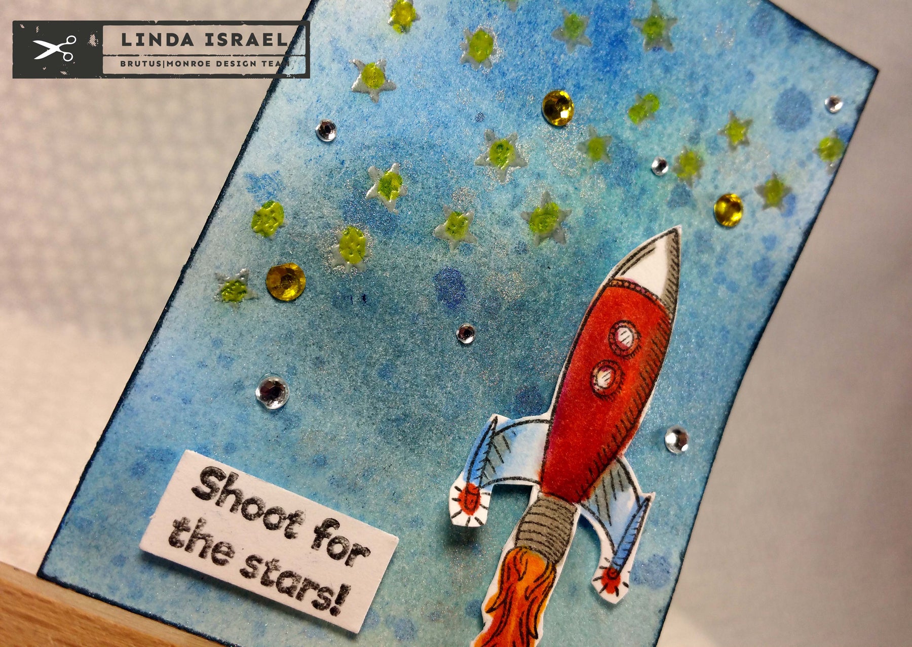 Rocketship Artist Trading Card for the June #ATCAD2017 Challenge Day 24