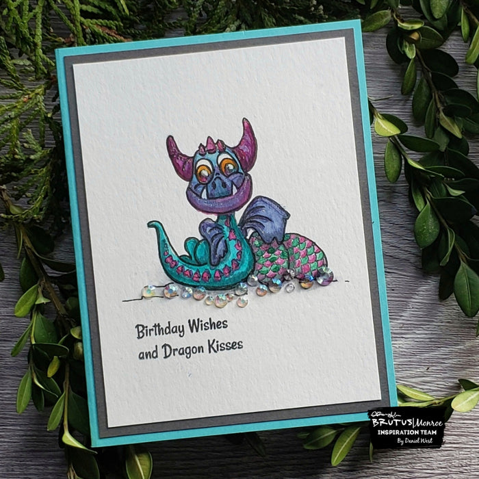 Dragon Kisses Card with Aqua Pigments