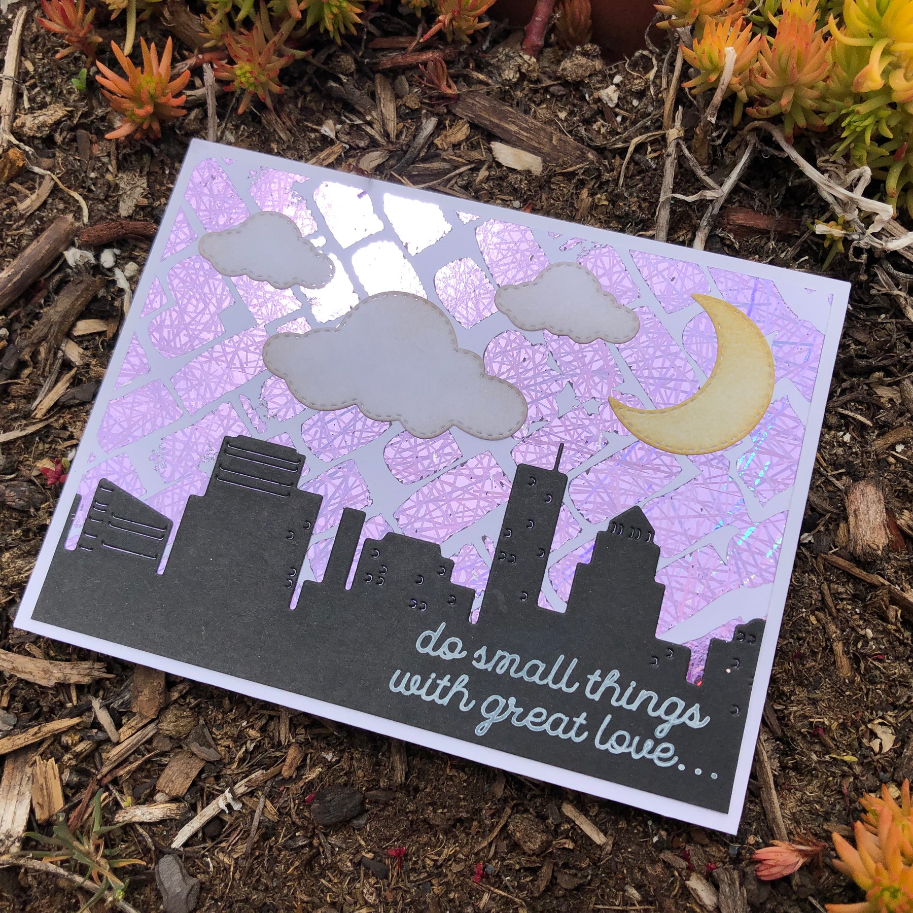 City scene with deco foil background.