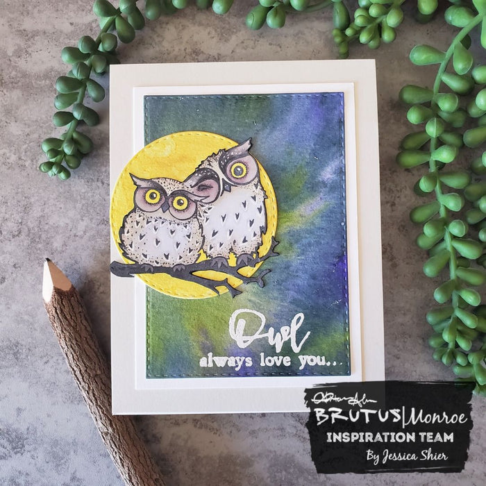 Owl Love You coloring and Watercolor background