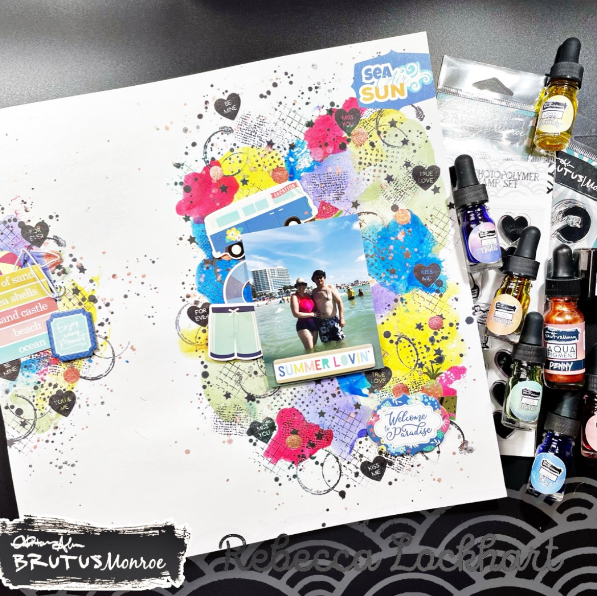 Aqua Pigment background on a 12x12 layout