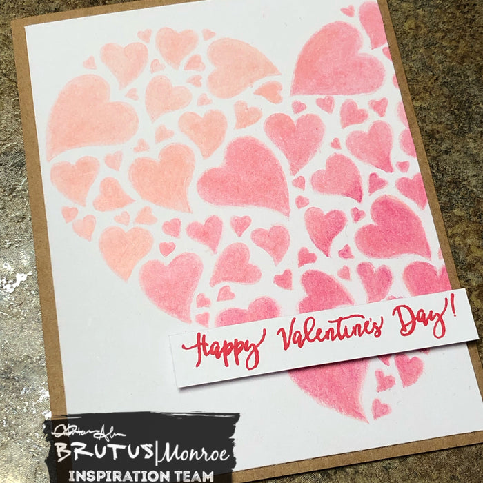 Simple Valentine’s card using 3 coloring pencils.