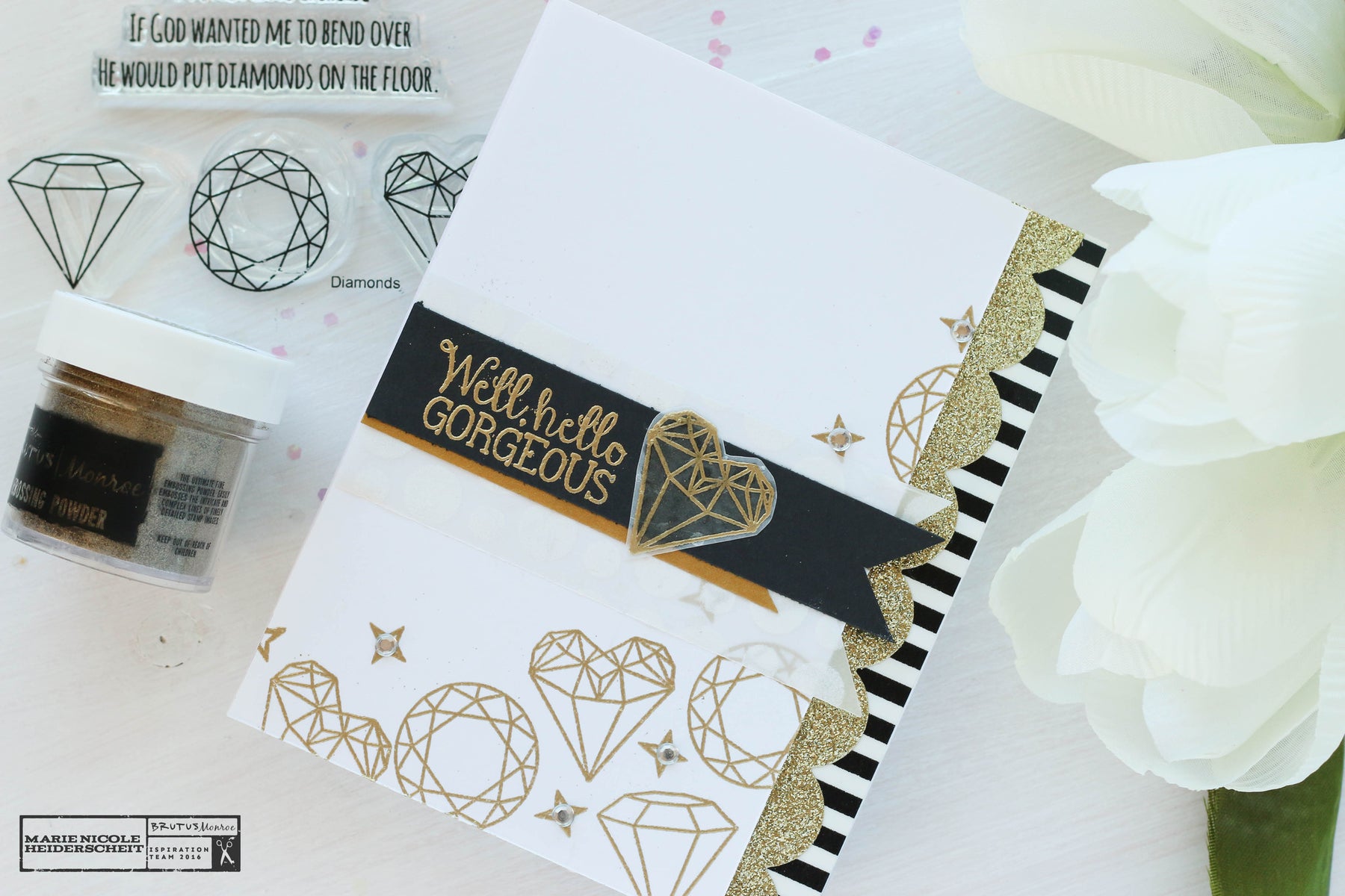 Diamonds! Using the Gilded Embossing Powder on Cards