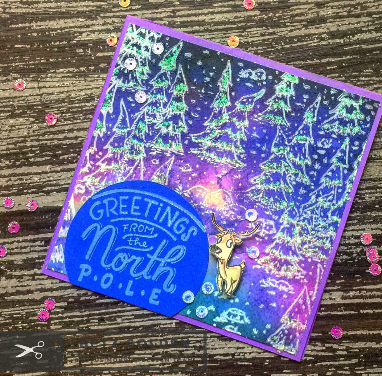 Woodland Card on Watercolor Background