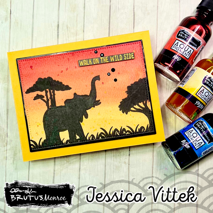 Aqua Pigment Safari Sunset Background