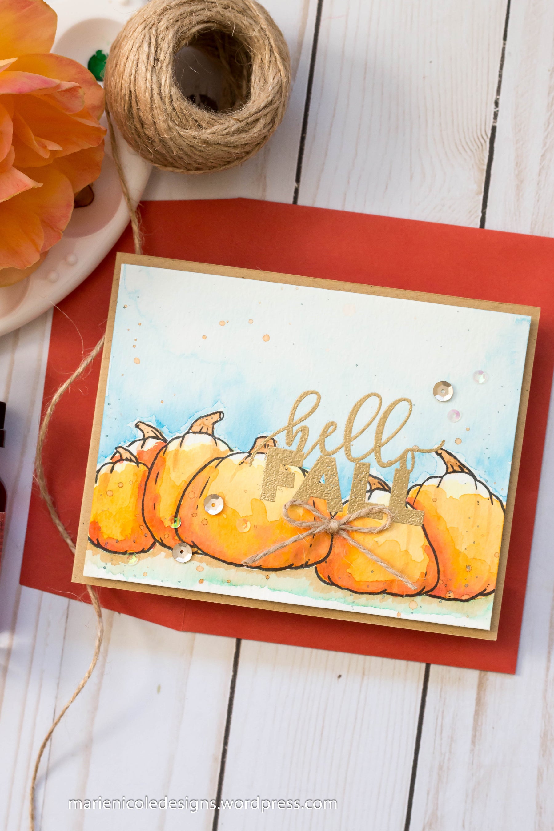 Watercolor Pumpkins using Aqua Pigments + Pumpkin Faces Stamp Set