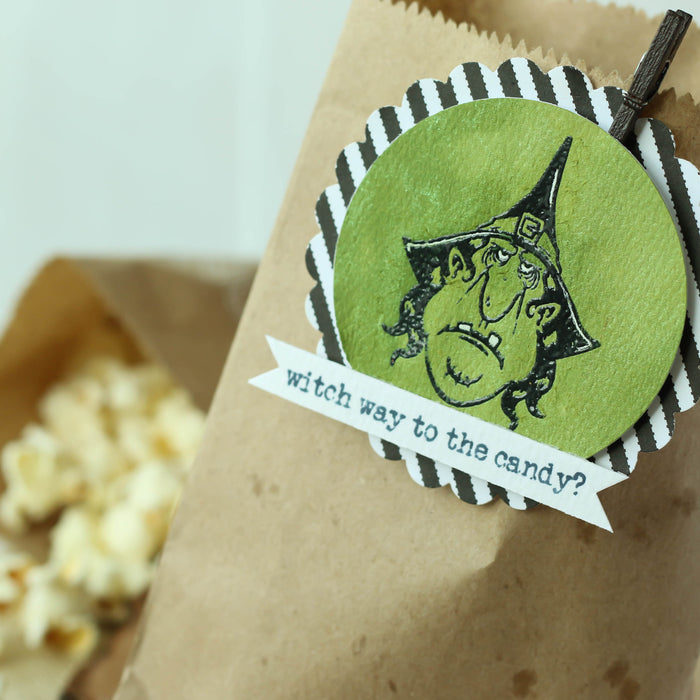 Witch Tag Treat Bags! Coloring Your Backgrounds with Brutus Monroe Shimmer Sprays!