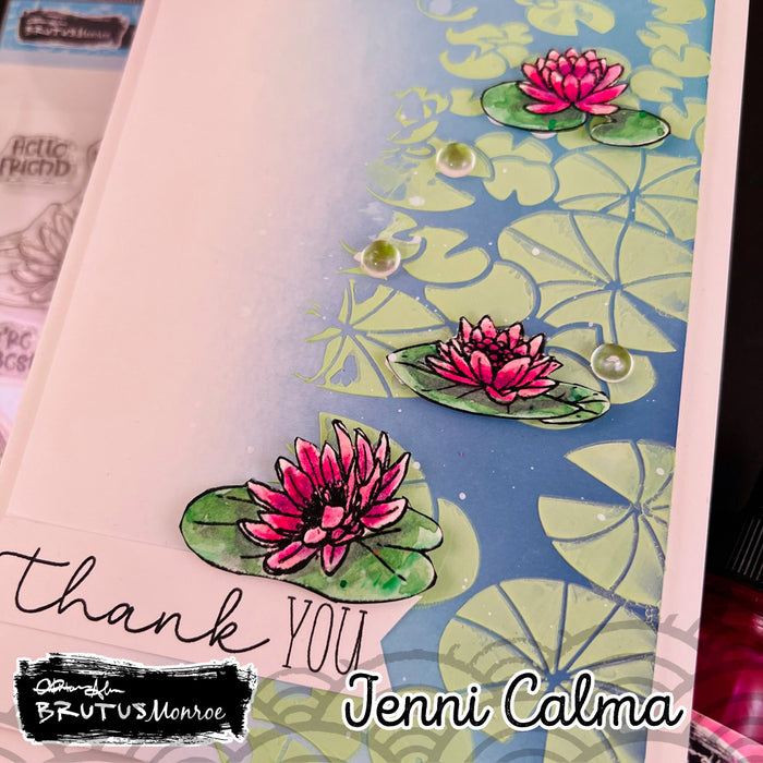 Lily Pad Stencil and Stamp Set - Thank You Card