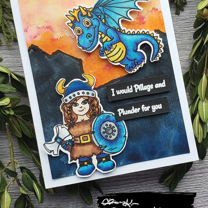 Viking Valentine with Dragon Kisses Stamp Set and Aqua Pigment