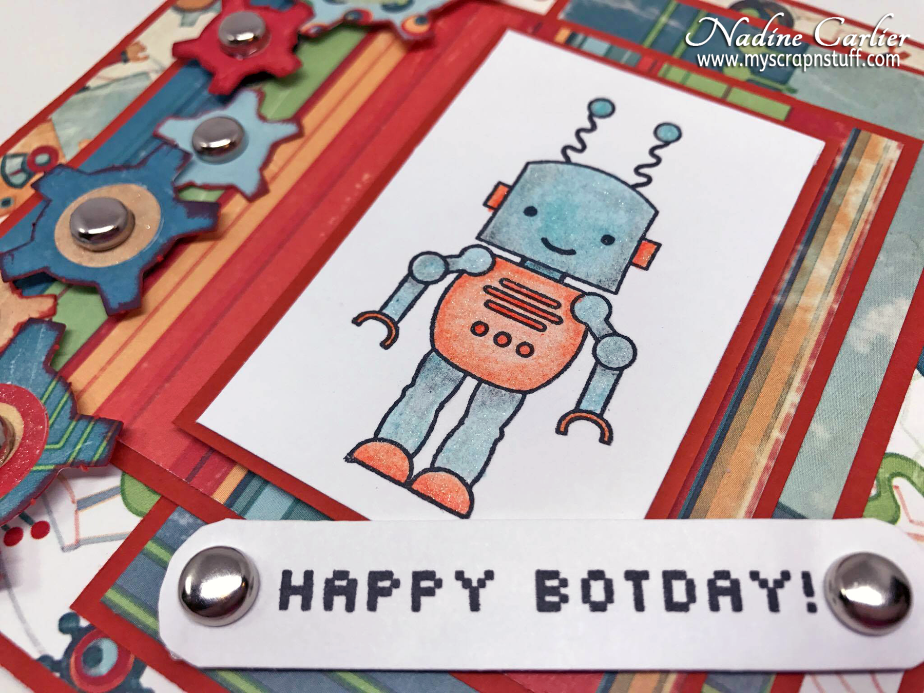 Gearing Up With A Little Robot Birthday Card