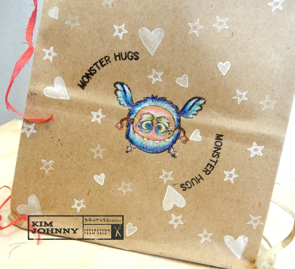 January Stamp Club~"Scary" Monster Kraft Treat Bag