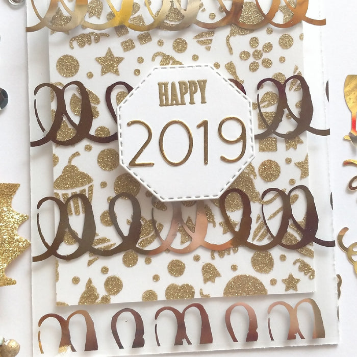 Clear Toner Sheet & Glitter Glaze New Year's Card