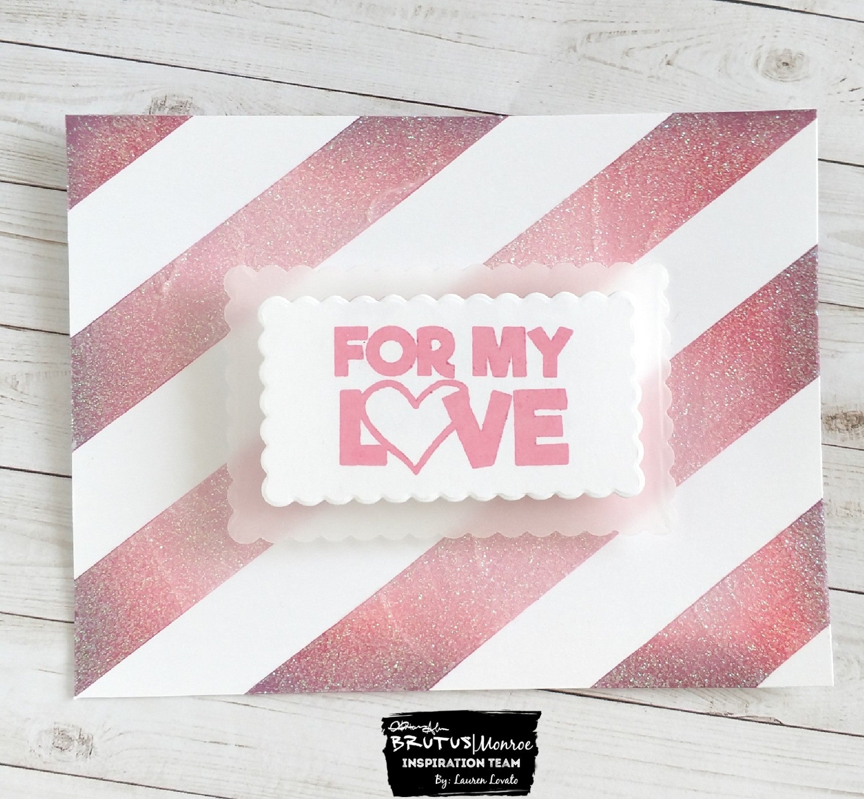 Masked Stripes With Ink Blending and Glitter Glaze