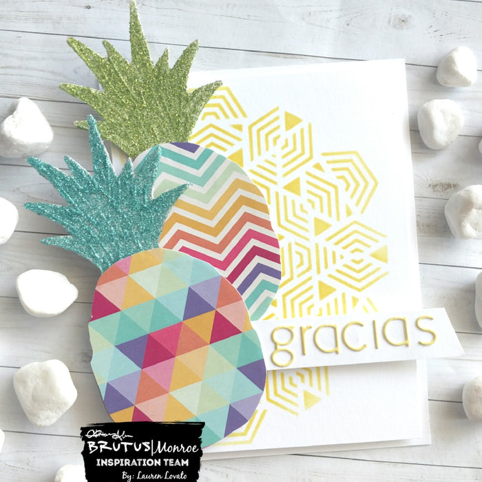 Chipboard Pineapples with Rainbow Paper and Glitter Glaze