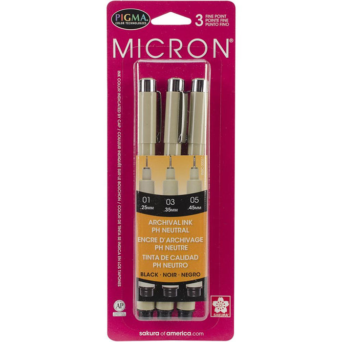 Pigma Micron Pens Assorted 3pcs