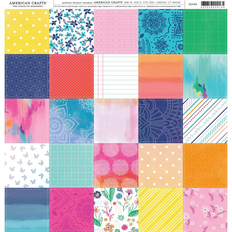 Patchwork | American Crafts Patterned Single-Sided Cardstock 12"X12"