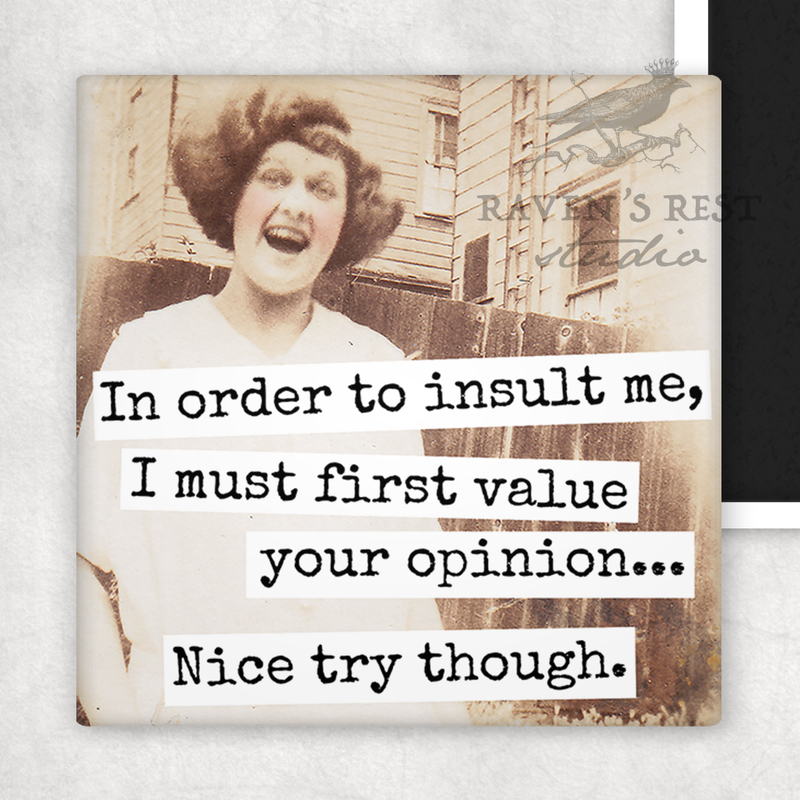 Raven's Rest Studio - Magnet. In Order To Insult Me, I Must First Value Your...