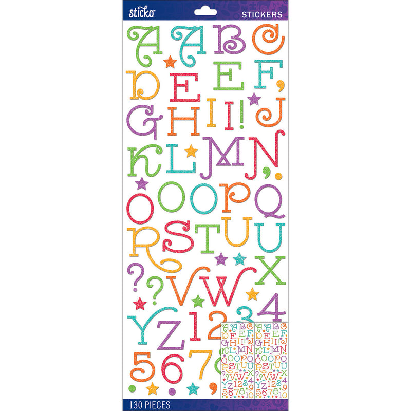 Alphabet | Multi Gasoline Alley Glitter | Stickers
