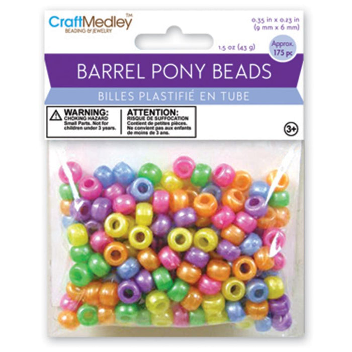 Craft Medley Barrel Pony Beads | Pearlized Mix