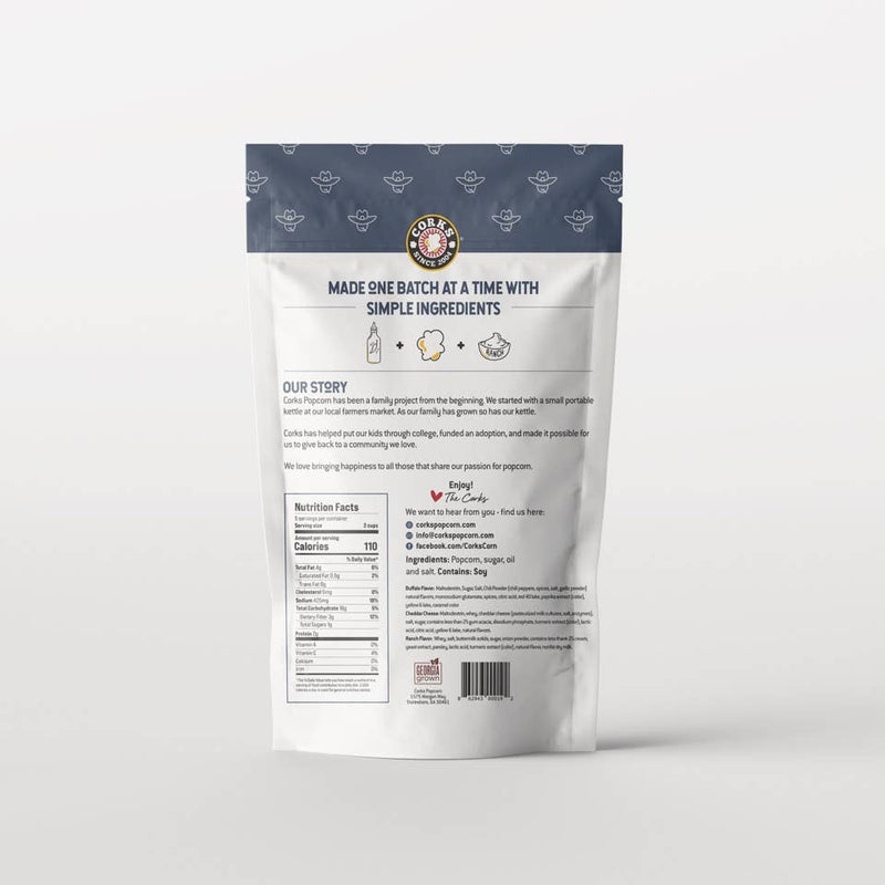 Corks Popcorn - Bold and Spicy Buffalo Ranch Popcorn - 5.0oz