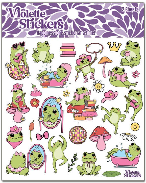 Pink Happy Frog | Stickers K359 | Violette Stickers