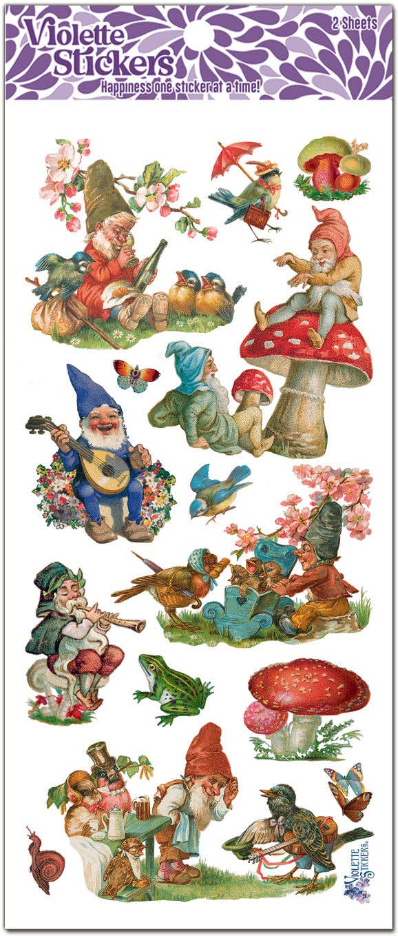 Gnomes and Red Mushrooms | Stickers | Violette Stickers