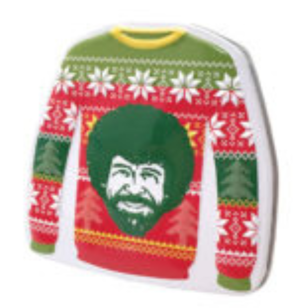 Bob Ross Merry Christmas Holiday Sweater Tin