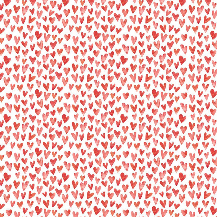 Paper House Productions - Red Watercolor Hearts 12 x 12 Scrapbook Paper