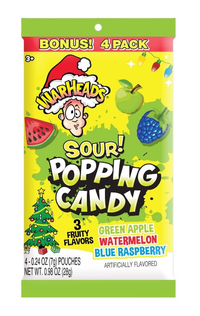 Warheads 4pk Sour Popping Candy Holiday Edition
