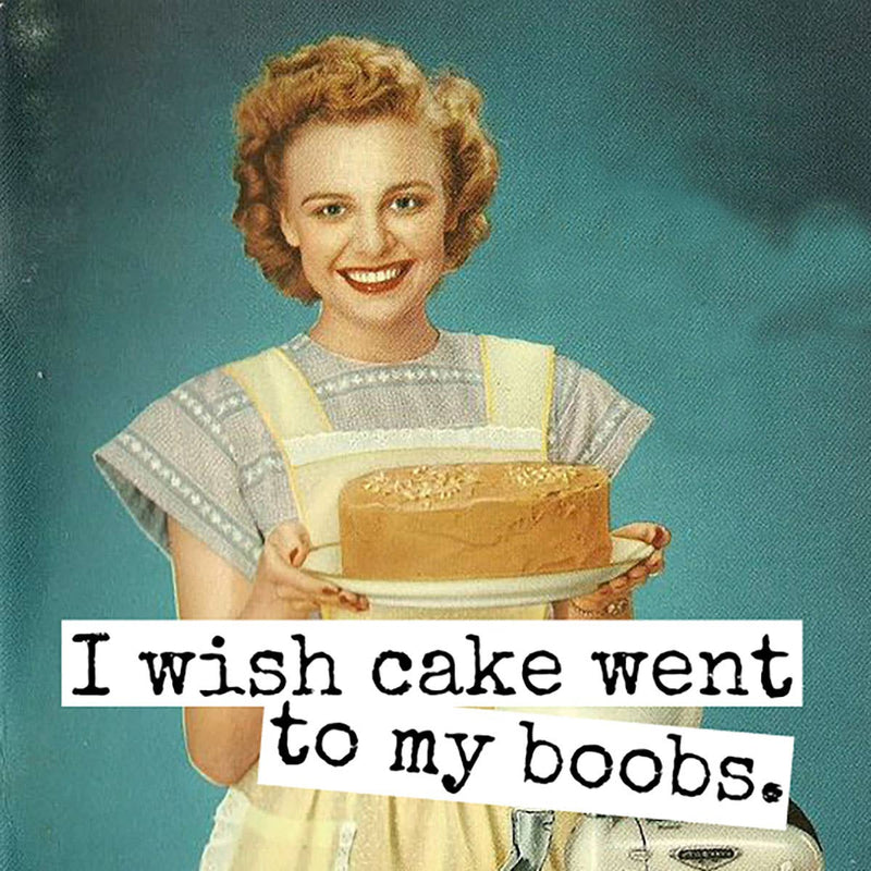 Raven's Rest Studio - Fridge Magnet. I Wish Cake Went To My Boobs.