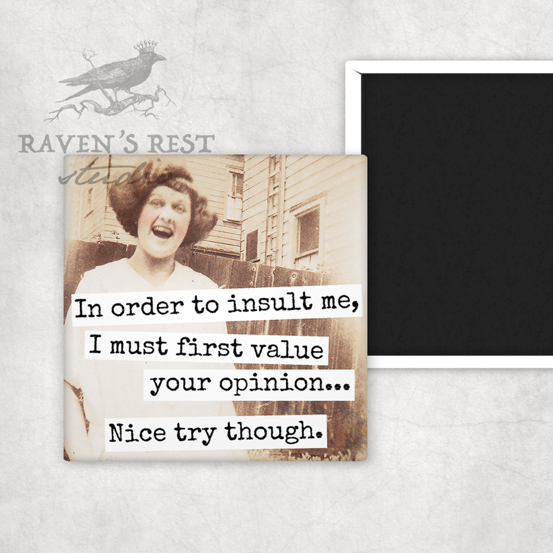 Raven's Rest Studio - Magnet. In Order To Insult Me, I Must First Value Your...