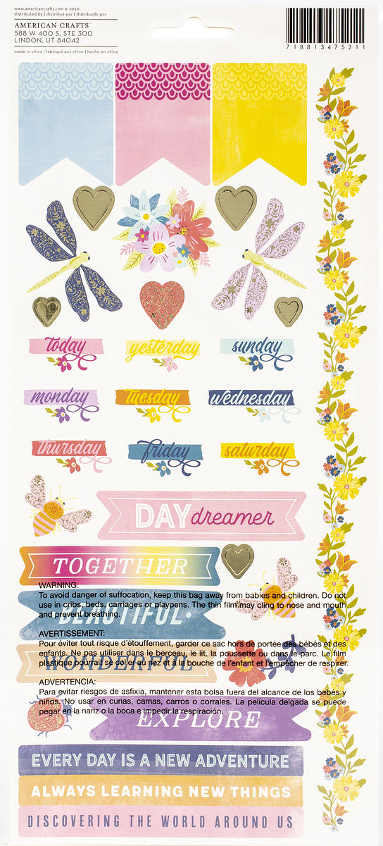 Paige Evans Wonders Cardstock Stickers 6"X12" 74/Pkg-Accents & Phrases