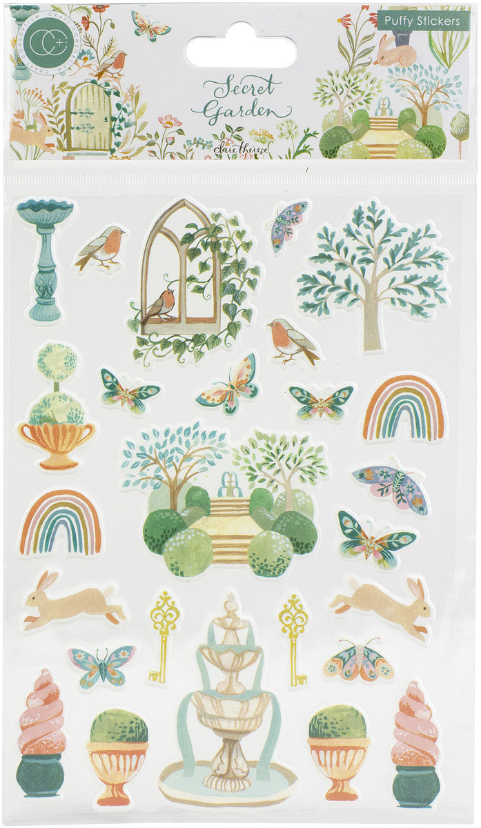 Craft Consortium Secret Garden Puffy Stickers 26/Pkg-