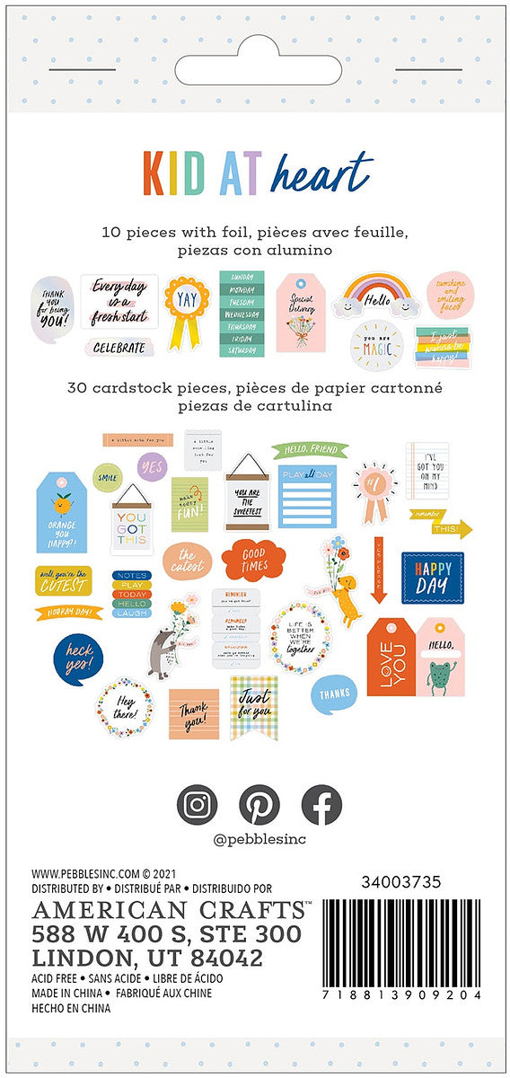 Kid At Heart | Cardstock Die-Cuts 40/Pkg-Phrase W/Foil Accents