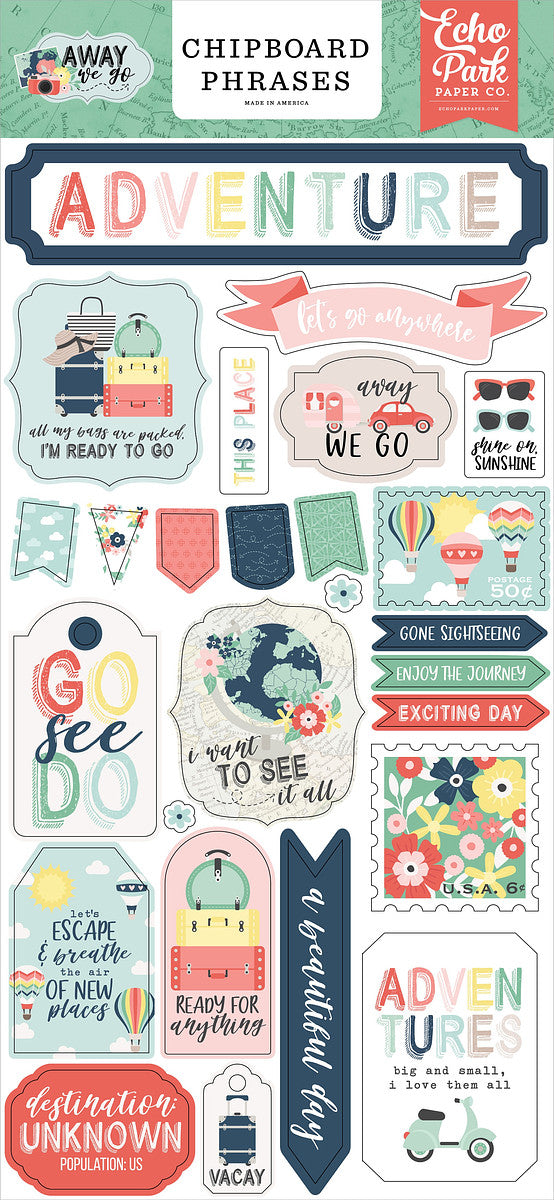 Phrases - Away We Go | Chipboard 6"X13"