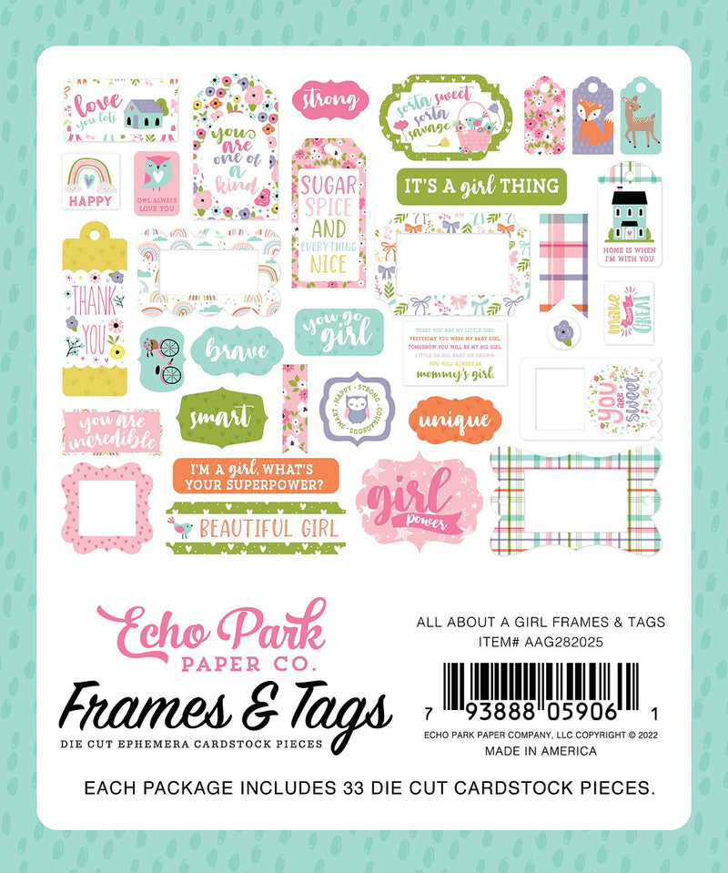 Frames & Tag - All About A Girl | Cardstock Ephemera 33/Pkg
