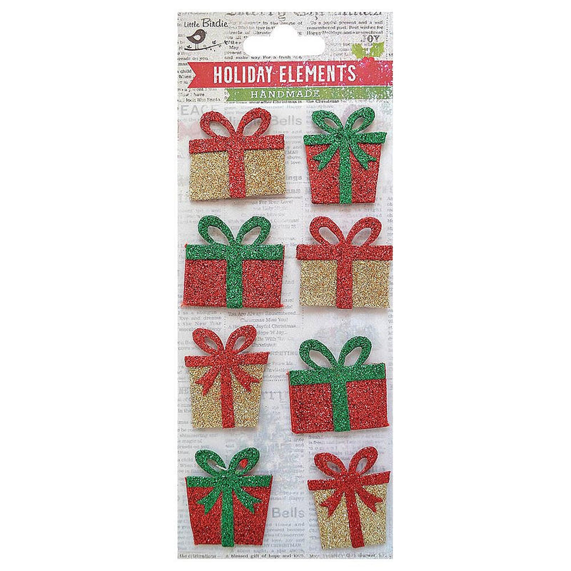 Mini Glitter Presents | Christmas 3D Embellishment 8/Pkg