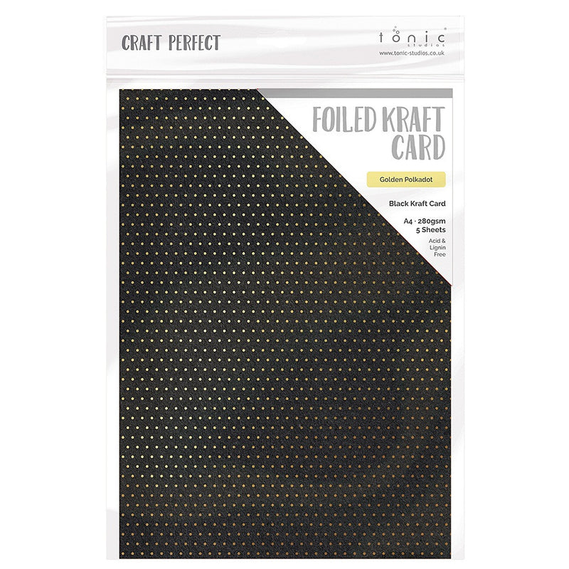 Golden Polka Dot | Craft Perfect Foiled Kraft Card A4 5/Pkg