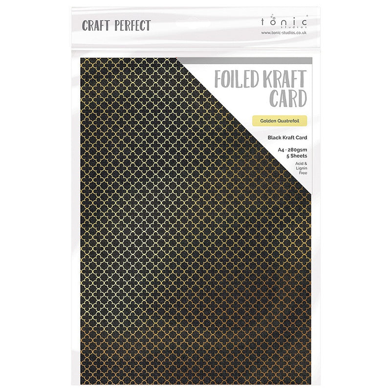 Golden Quartrefoil | Craft Perfect Foiled Kraft Card A4 5/Pkg