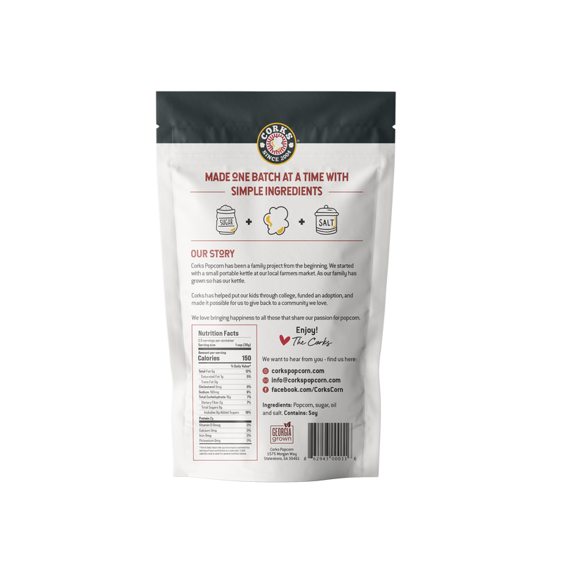 Corks Popcorn - Sweet and Salty Kettle Popcorn - 3.0 oz