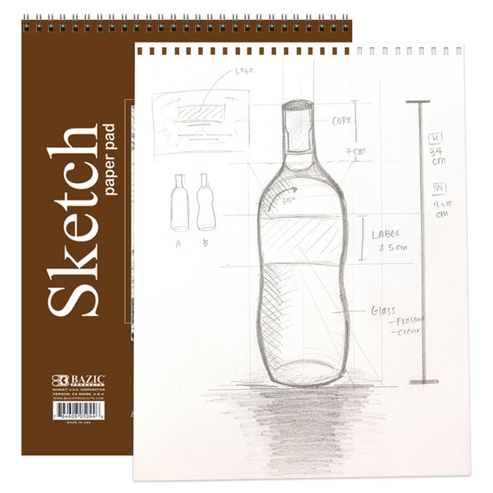 BAZIC Products - Sketch Pad Top Bound Spiral, 9"X 12"